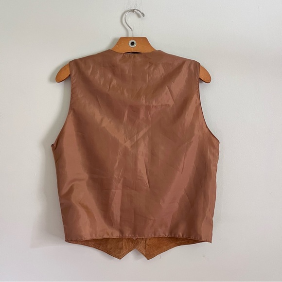 Western Suede Leather Camel Tan Vest Coastal Cowgirl Vintage Leather Vest - Picture 3 of 12